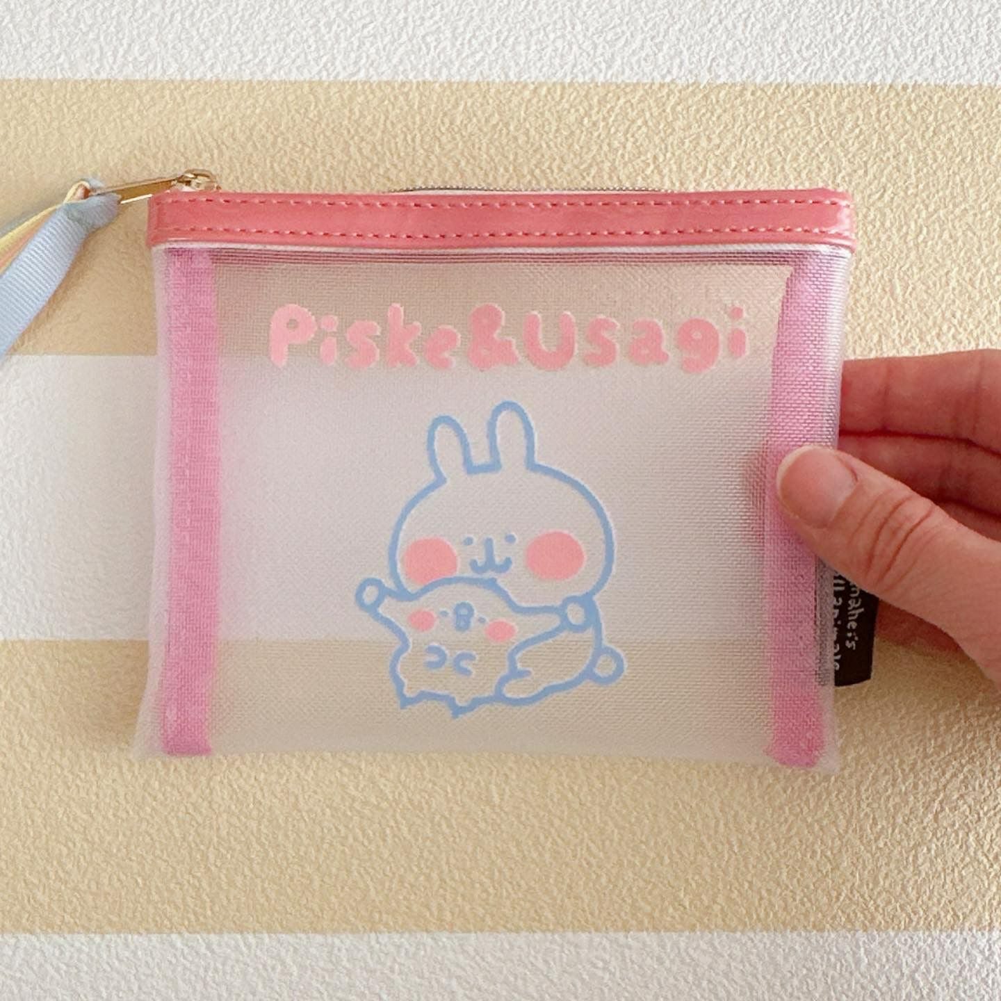 いちごパンツ カナヘイ うさぎ ピスケ ポーチ ゆるっとストア 限定 カナヘイの小動物】メッシュポーチミニ（ピスケとうさぎ/PK）5366